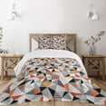 thumbnail image 3 of Ambesonne Geometric Quilted Bedspread Set 2 Pcs, Polygonal Modern Art, Twin Size, Orange Black White, 3 of 6