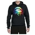 thumbnail image 2 of Wild Bobby, Colorful Neon Rainbow Biting Lips Pop Culture Unisex Graphic Hoodie Sweatshirt, Black, Small, 2 of 3