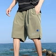 thumbnail image 2 of HAPIMO Men's Summer Classic Loose Beach Shorts Solid Color Holiday Elastic Waist Drawstring Dungarees Trendy Trousers Casual Relaxed Stretch Sports Athletic Green XXL, 2 of 4