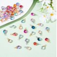 thumbnail image 4 of 100 Pcs Teardrop Charms 0.79inch(20mm) Glass Waterdrop Pendants with Alloy Wire Wrapped Drop Dangle Bead Charms for Necklace Bracelet Jewelry Making, 4 of 6