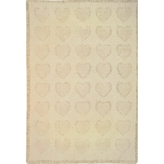 Manual 46 X 60-Inch Throw, Basketweave Heart in Natural Cotton