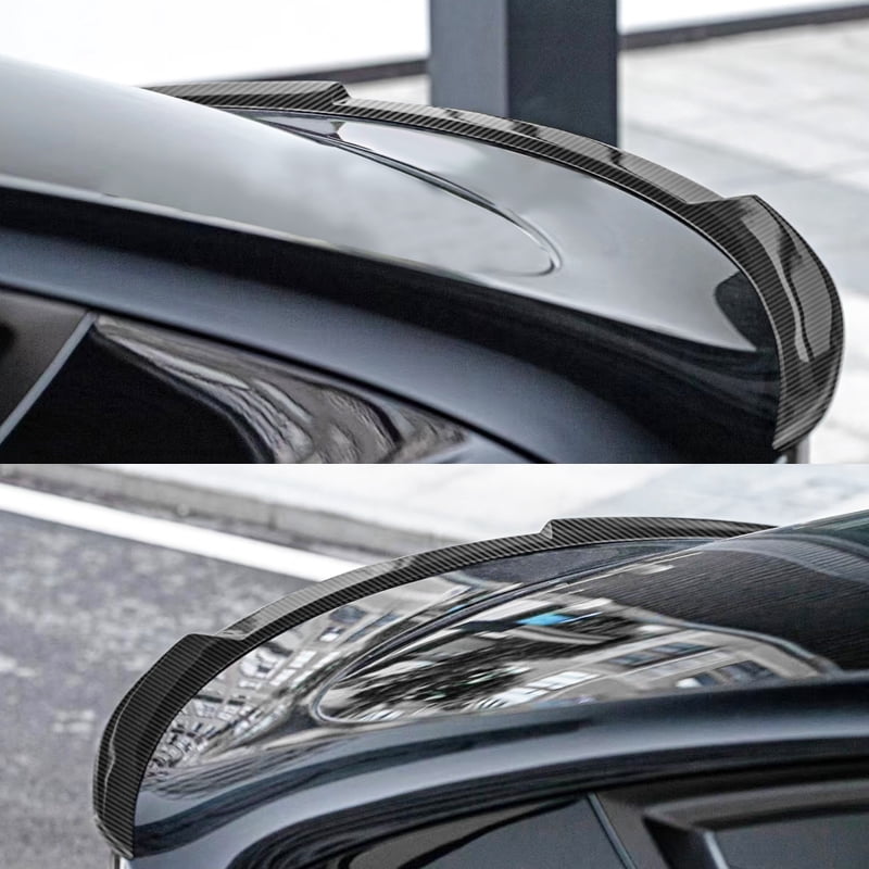 Ikon Motorsports Compatible with 20-24 Tesla Model Y IKON Style ABS Rear Trunk Spoiler - Carbon Fiber Print