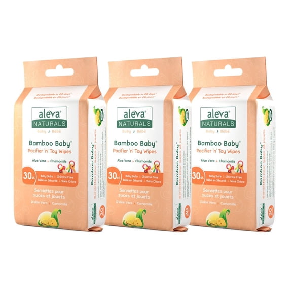 Aleva Naturals Lingettes en Bambou pour Sucettes et Jouets pour Bébé, Format Économique -(90 Unités)