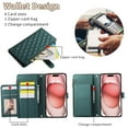 thumbnail image 6 of Zipper Wallet Case Compatible with Samsung Galaxy S22 Ultra Case Wallet for Women, Card Holder & Crossbody Wrist Strap Stand PU Leather Case for Samsung Galaxy S22 Ultra Phone Case - Darkgreen, 6 of 8