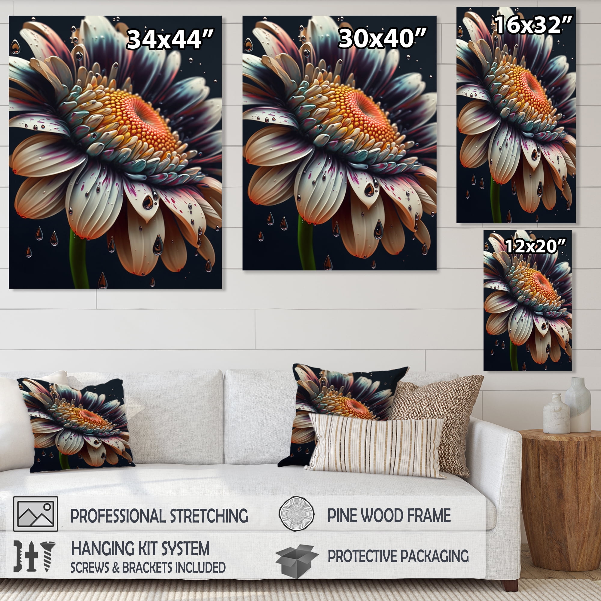 Designart Modern Blooming Daisy I Canvas Wall Art