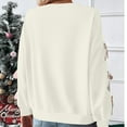 thumbnail image 6 of Women's Red Christmas Sweater with Bow Detail Round Neck Holiday Top Casual Festive Party Outfits for Holiday Festivities Gift for Women | CSEONE,White XL, 6 of 9