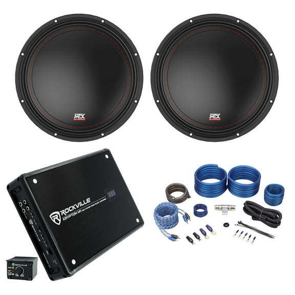 (2) MTX 3510-02 10" 1000w SVC 2-ohm Car Audio Subwoofers Mono Amplifier Amp Kit