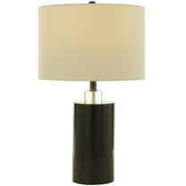 DecMode 24" Thick Stand Black Table Lamp with Cream Cotton Shade