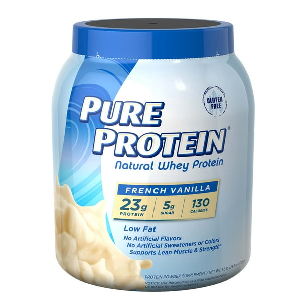 Pure Protein Natural Whey Protein Powder, French Vanilla, 23g Protein