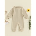 thumbnail image 4 of Musuos Baby Boys Spring Fall Jumpsuit, 3M 6M 12M 18M Long Sleeve Turn-down Collar Solid Romper Casual Newborn Clothes, 4 of 9