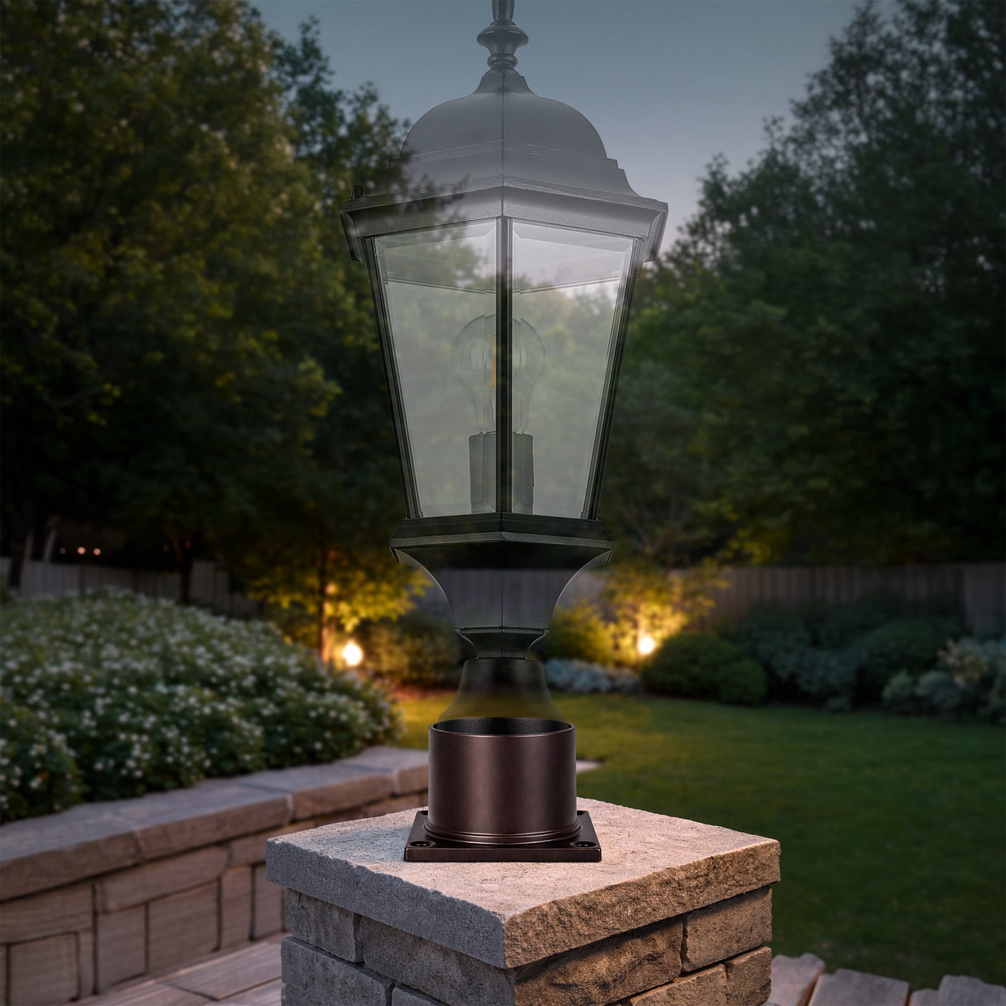Aluminum Bronze Outdoor Pier Base, 3-Inch Fitter Post-Top Light Fixture Mount for Deck, Porch and Patio