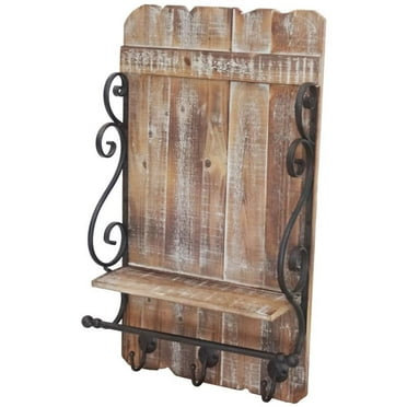 Afuera Living Contemporary Metal and Wood Coat Rack in Black and Brown
