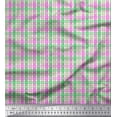 thumbnail image 1 of Soimoi Green Japan Crepe Satin Fabric Window Pane Check Print Fabric by Yard 42 Inch Wide, 1 of 3