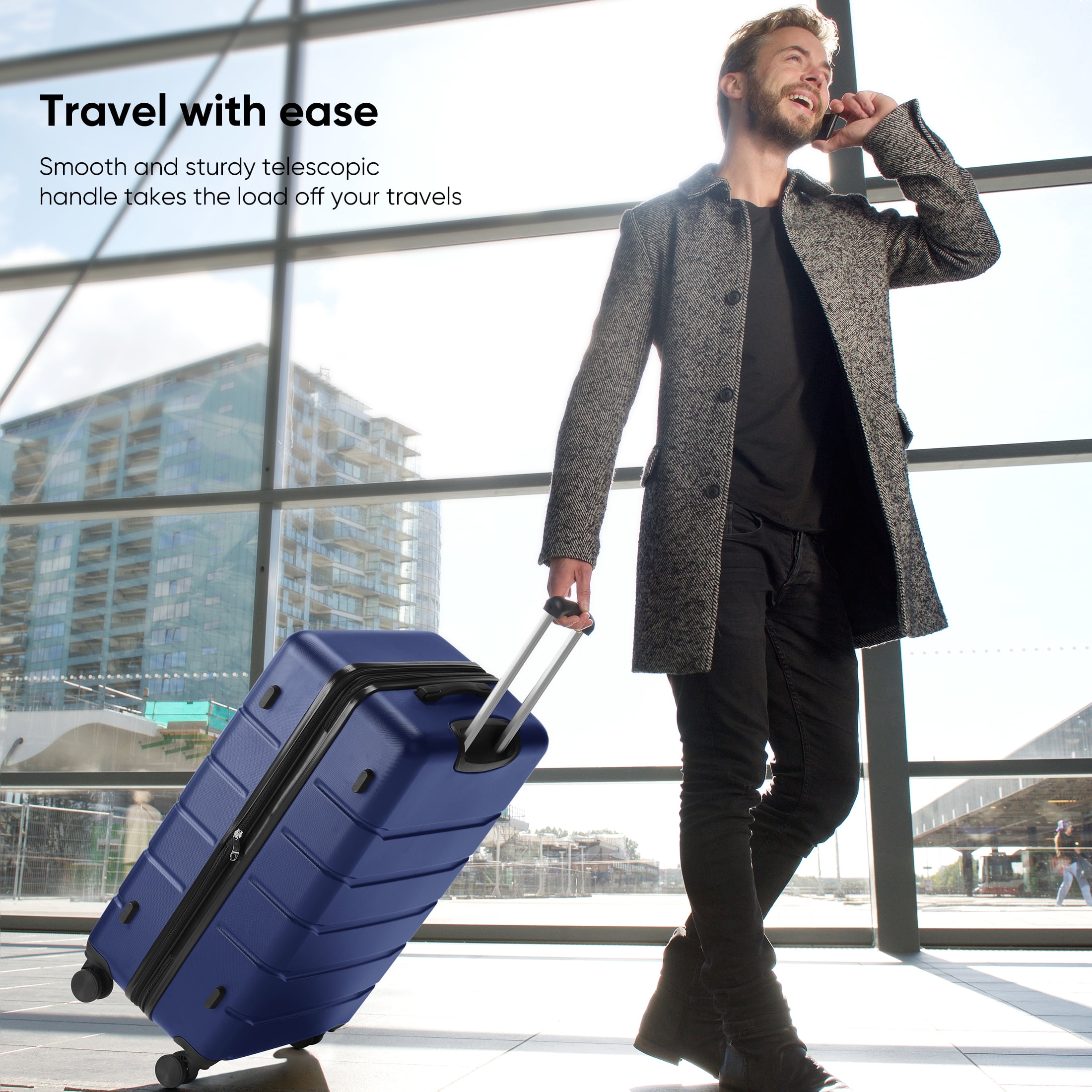 edx 28 Inch Hardside Expandable Luggage with Spinner Wheels, CheckedLarge Lightweight Expandable Rol(图2)