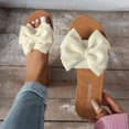 thumbnail image 2 of Msgweeeg Shoes Women Sandals for Women Women's Fashionable Casual Spring and Summer Versatile Plus Size Solid Color Bow Round Toe Open-Toe Flat Sandals for Travel & Walking, 2 of 9