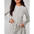 thumbnail image 4 of Women's Striped Button Front Long Sleeve Wide Leg Pants Two Piece Set Light Gray XL, 4 of 9