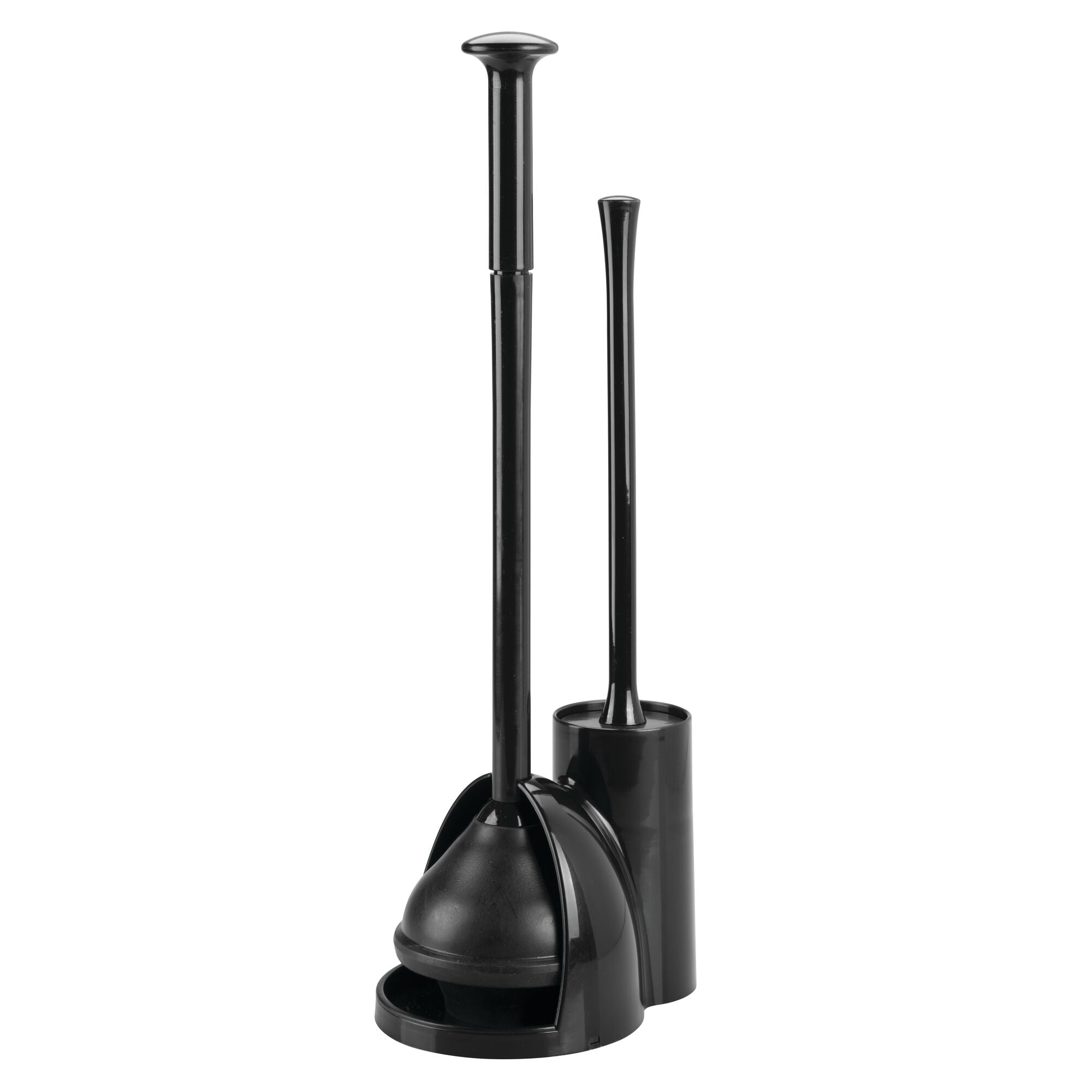 mDesign Hidden Plunger and Brush Set for Toilet Bowl - Black