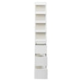 thumbnail image 4 of GAKMCIL 70.87" H Display Storage Cabinet,4-Tier Shelf,3 Side Drawers & 4 small display shelves,Tall Bookshelf Bookcase for Living Room Home Office,Study,Home Decoration(19.69"*11.81"*70.87")(White), 4 of 11