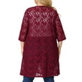 thumbnail image 3 of MODA NOVA Junior's Plus Cardigan Lace Open Front 3/4 Sleeve Bolero Cardigan  Burgundy 3X, 3 of 6