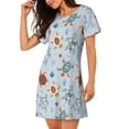 thumbnail image 2 of Gukieu Sea Turtle Print Women's Nightgown, A-line Round Neck Short-sleeved Nightgown Pajamas Home Wear Suitable for Home and Outing, 2 of 6