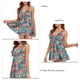 thumbnail image 5 of Traje de baño para mujer, 2 piezas, Control de barriga, lazo frontal, cuello en V, trajes de baño elásticos estampados, falda con pantalones cortos, hojas rojas y verdes XXL, 5 of 6