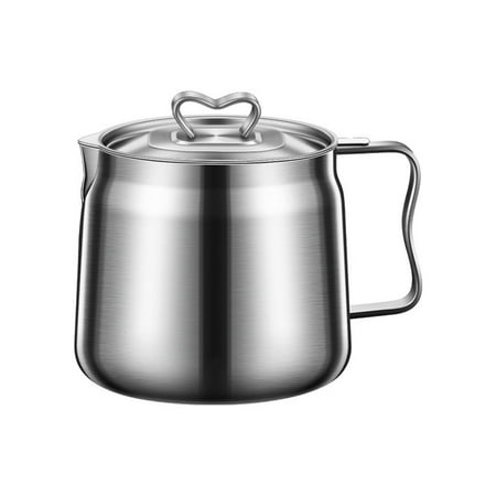 

TINYSOME Stainless Steel Oil Strainer Pot Grease Container Removable Strainer Sauce Pot Gooseneck Spout For Easy Pouring 1.5L