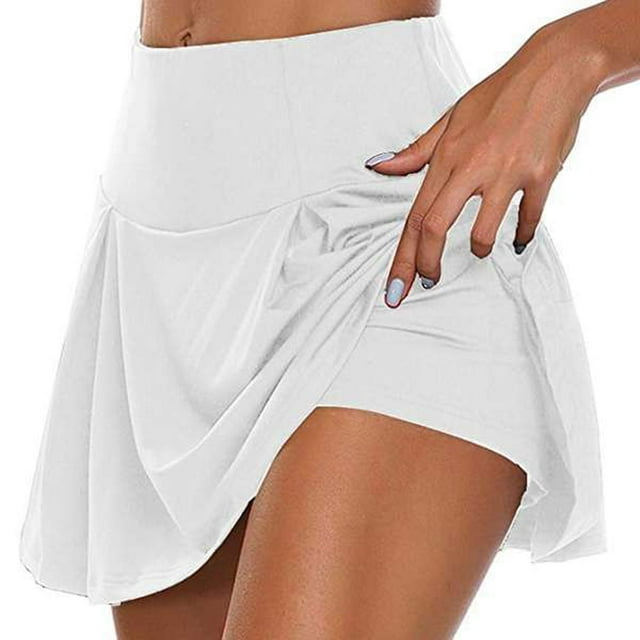 Women Athletic Tennis Skirts Ruffle Golf Running Workout Flowy Skorts with Sports Shorts