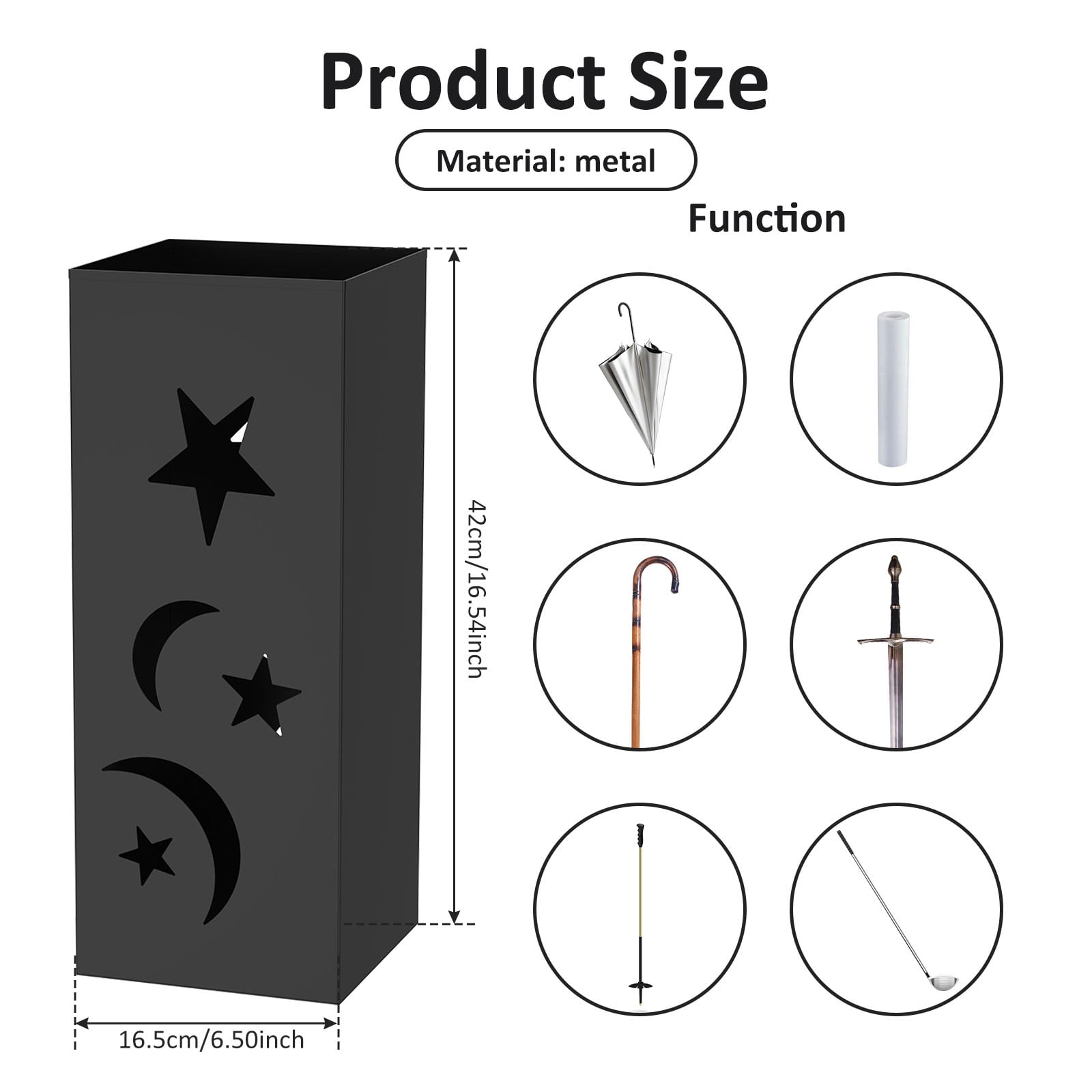 Wekvgz Metal Square Hollow Umbrella Stand Rust Resistant Versatile Umbrella Holder Bin With Anti Slip Pad for Office Restaurant Home