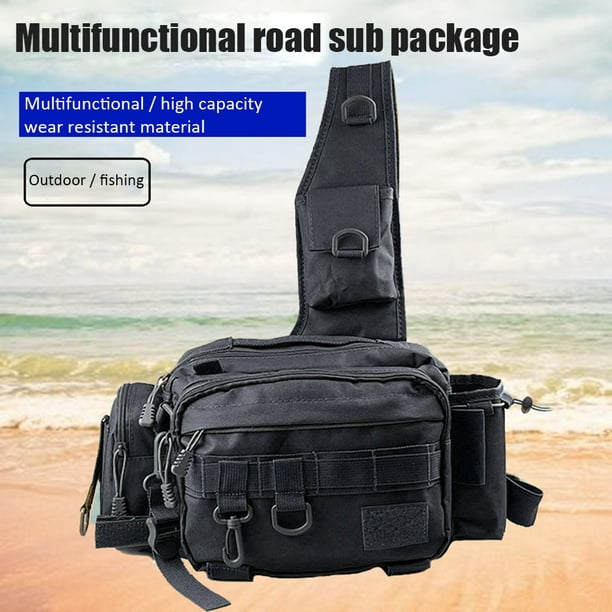 July Memor Fishing Tackle Waist Bag Outdoor Camping Shoulder Crossbody  Pouch (Black)