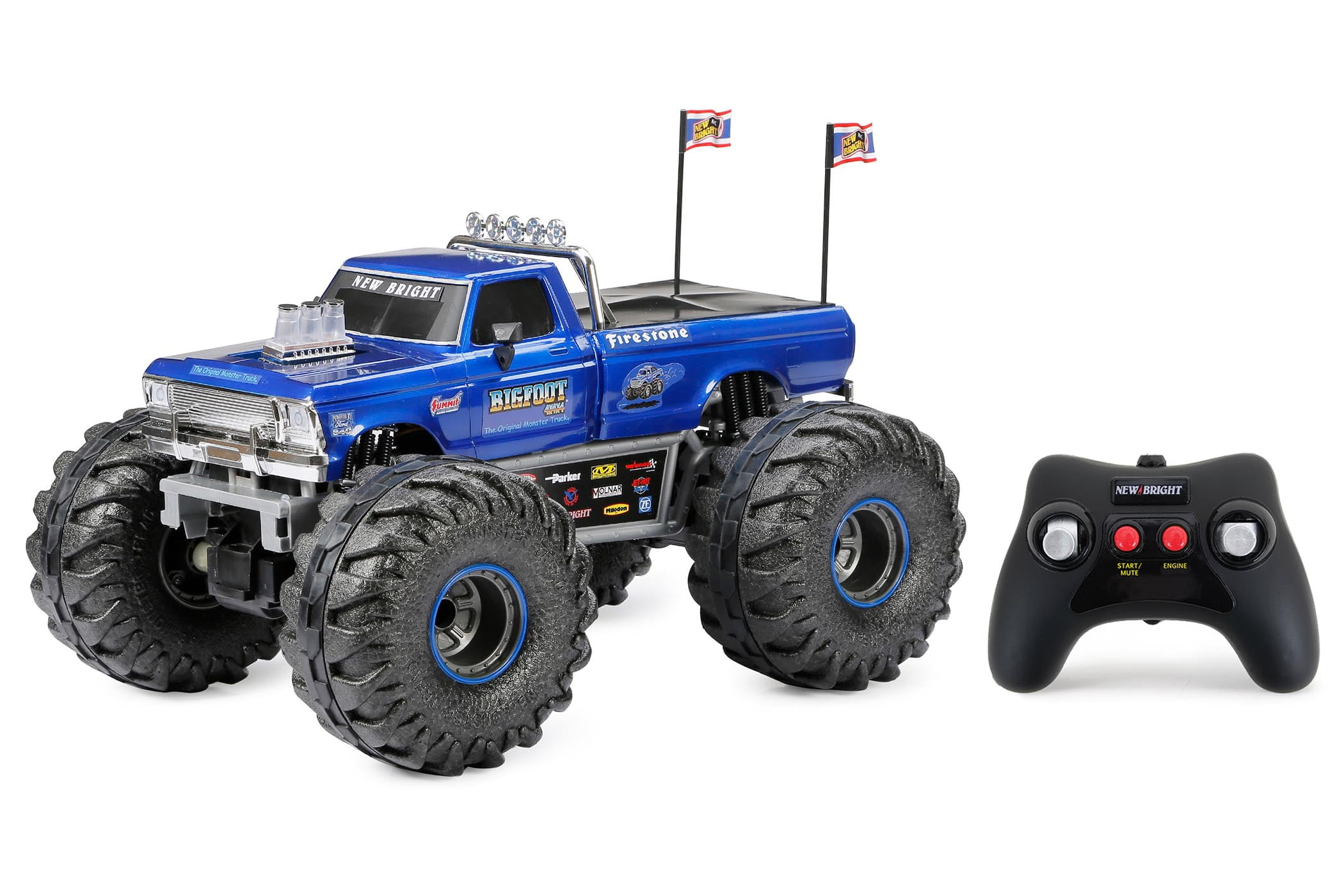New Bright (1:10) Bigfoot Battery Radio Control Monster Truck with Lights  and Sounds, 61086UEP - Walmart.com