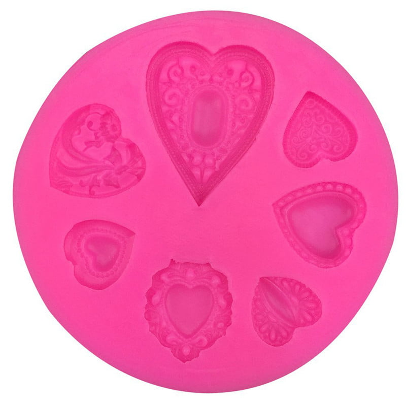 Heart Brooch Silicone Mold Fondant Cake Cooking Tools Cupcake Chocolate Moul