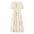 thumbnail image 2 of Women's Tencel Wildflower Print Midi Dress, Square Neck Puff  Elastic Waist Tiered Flowy Sundress, 2 of 7