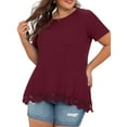 thumbnail image 4 of Cueply Plus Size Tops for Women Summer Casual Womens Short Sleeve Crew Neck Lace Shirts Tunic Blouses, 4 of 6