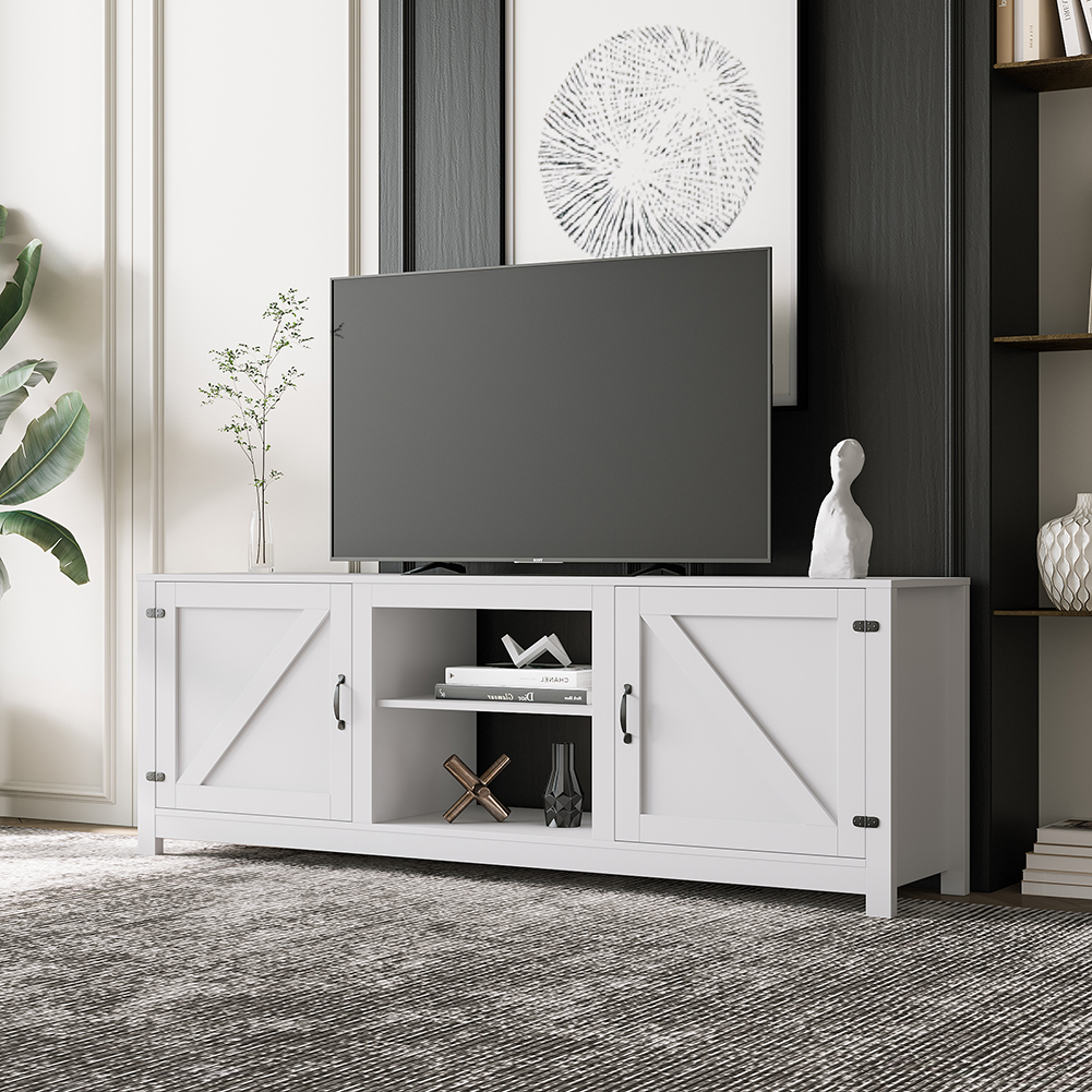 Kadyn Wood TV Stand, TV Stand Console with Storage, TV Entertainment Center for Home, White