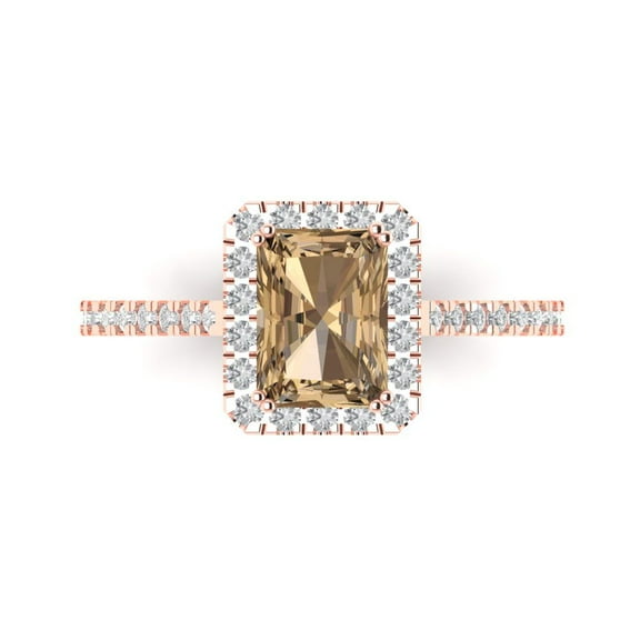 Solitaire with Accents Engagement Ring for Women - 1.86ct Simulated Champagne Diamond in 18K Rose Gold Promise Ring
