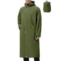 BXINGOHAI Men's Long Rain Jacket Windbreaker Waterproof Lightweight Packable Running Hiking Cycling Golf Rain Coat with Hood Army Green 3XL