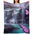 RKSupls Butterflies Fantasy Waterfall Magical Soft Flannel Throw ...