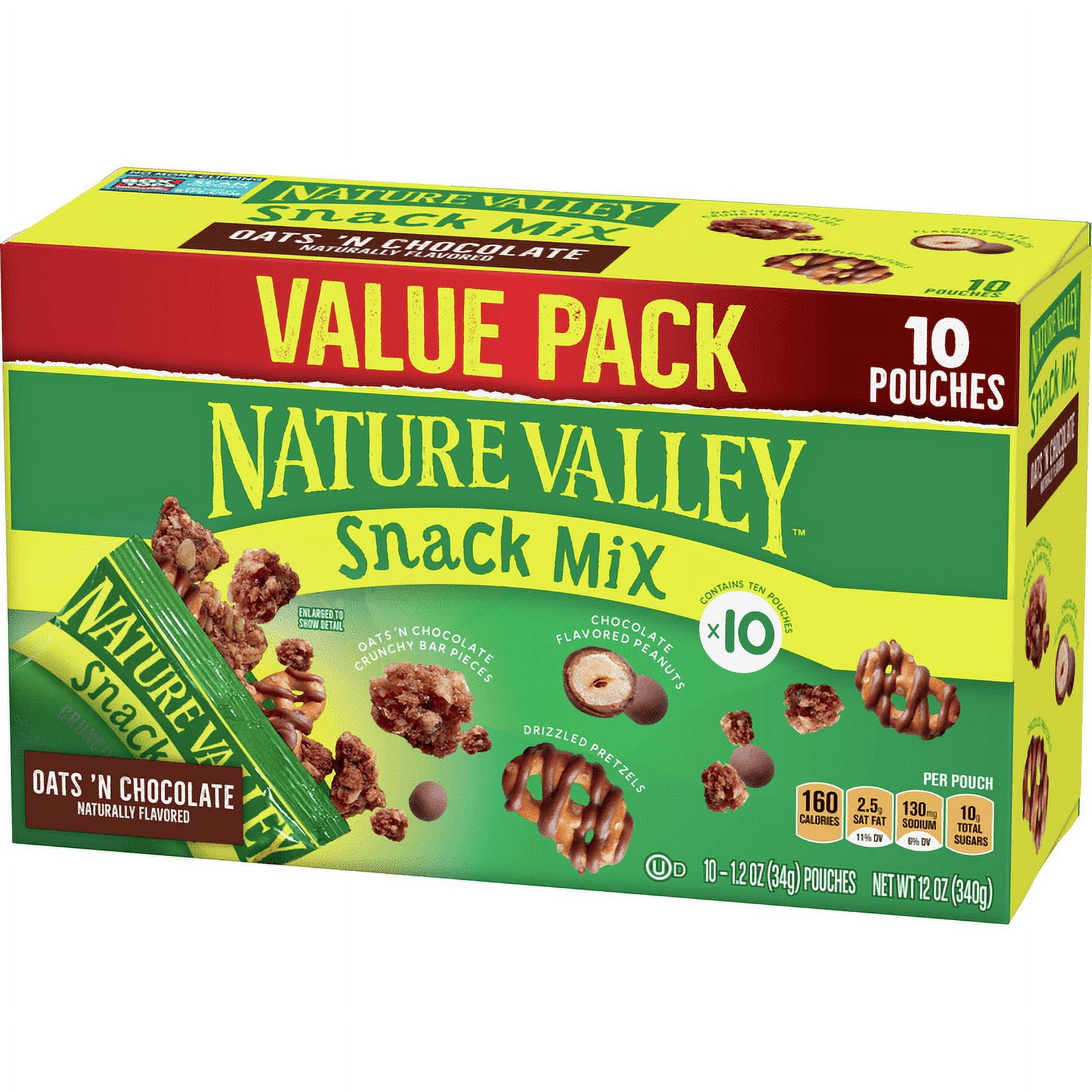 Nature Valley Snack Mix, Crunchy Oats 'N Chocolate, Peanuts & Pretzels, 10 ct