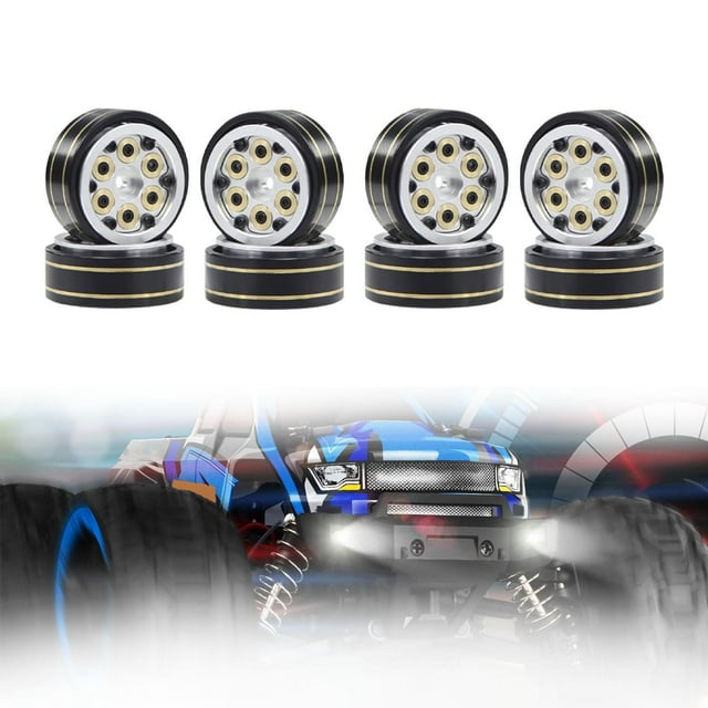 BELOVING Roue de Pneu 1/18 en Laiton pour Voiture RC Crawler 1/24 SCX24 DIY argent