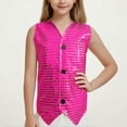 thumbnail image 2 of Diufon Girls Sparkly Jackets Sleeveless Button Down Plaid Glitte Party Vest Tendy Performance Dance Coat for Teen, 2 of 4