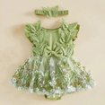 thumbnail image 4 of HWJAD Butterfly Lace One-Piece Romper Dress and Headband Set for Newborn Baby Girls Infant Tulle Bodysuit Dresses Summer Outfits, 4 of 8