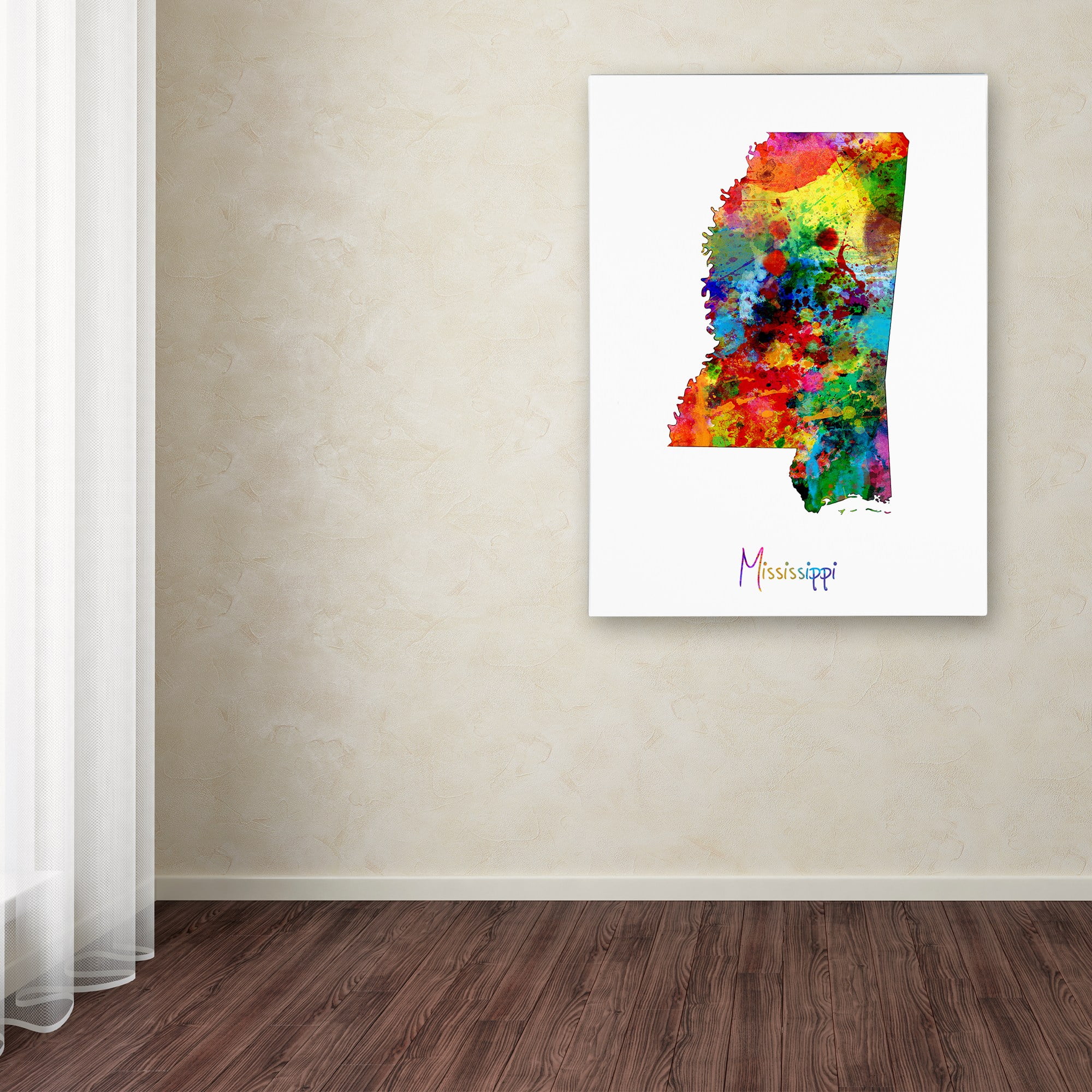 Trademark Fine Art "Mississippi Map" Canvas Art by Michael Tompsett