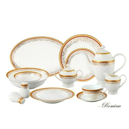 Florentine Bone China - Lorren Home Trends Bone China 57 Piece Dinnerware Set, Service for 8