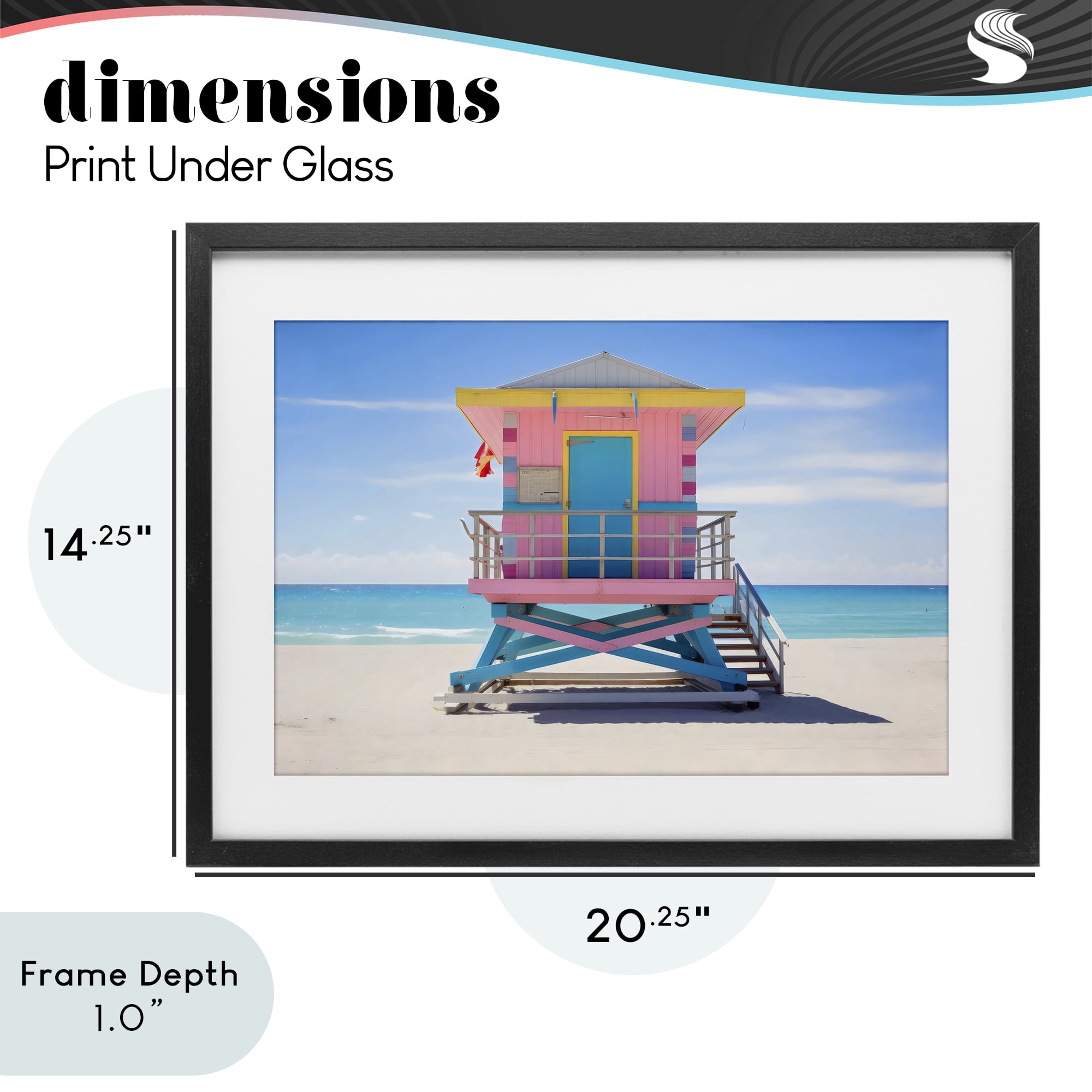 Stupell Industries Pastel Lifeguard Hut on Beach Black Framed Print Under Glass, design by Creative Studio