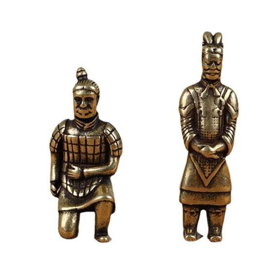 Brass 1pair Tabletop Figurine Ancient Chinese Soldiers Statue Home Dec