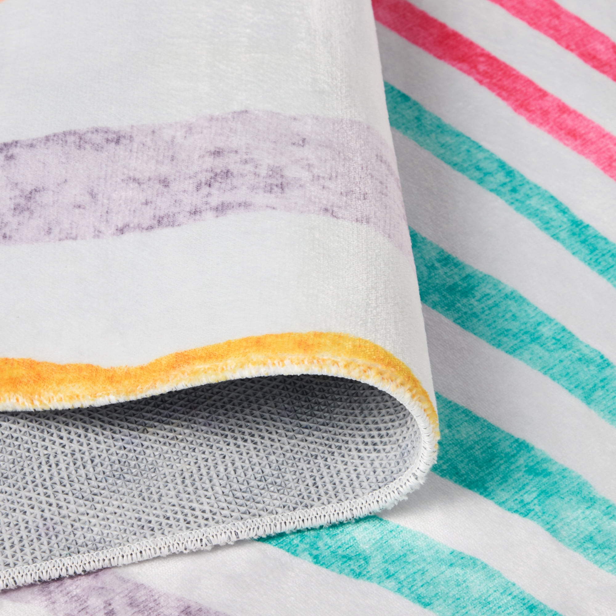 TOWN & COUNTRY PLAY Leta Zebra Stripe Kid's Washable Area Rug, Soft & Plush, Safe Non-Slip Backing, Bedroom Rug, Dorm Decor, Playroom & Classroom Rugs, Pink/Multi, 6'6"x9'2"