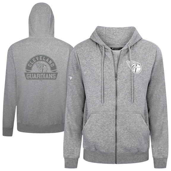 Men's Levelwear Heather Gray Cleveland Guardians Podium Banner Arch Full-Zip Hoodie