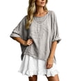 thumbnail image 2 of Puyaiuu Womens 2 Piece Outfit Oversized Roll Sleeve Top Ruffle Hem Mini Dress Casual Beach Matching Set Gray XL Gift, 2 of 7