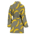 thumbnail image 2 of Black Striped Banana Pattern Women Bathrobe One Size Univeral Fits, Banana Fruits Fashion Lightweight Plush Fleece Long Robe For Women, 2 of 3