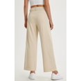 thumbnail image 2 of Pantalones de trabajo Libin de pierna ancha para mujer, cintura alta, color caqui claro, 2 of 7